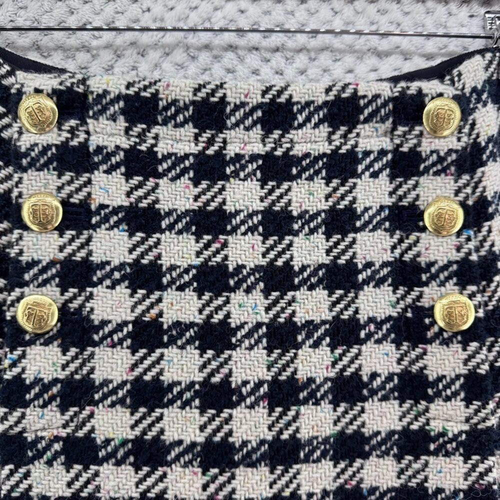 Talbots Skirt Womens 12 Black White Checked Plaid Wool Tweed Pleated Academia - Picture 3 of 9